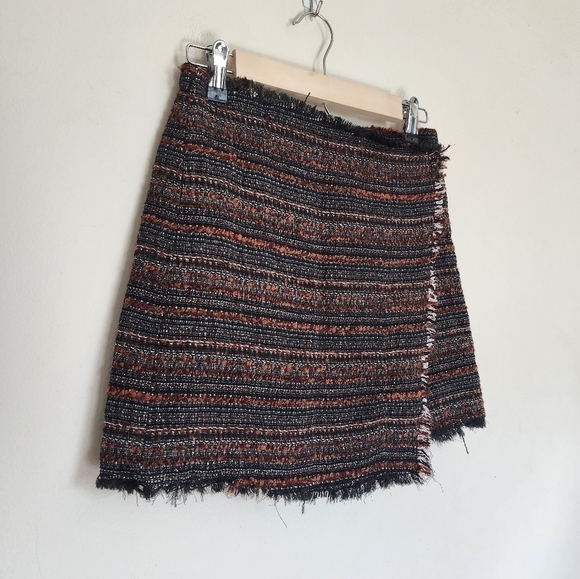 Zara Girls Jacquard Wrap Frayed Hem Skirt size 13-14 - Picture 1 of 5